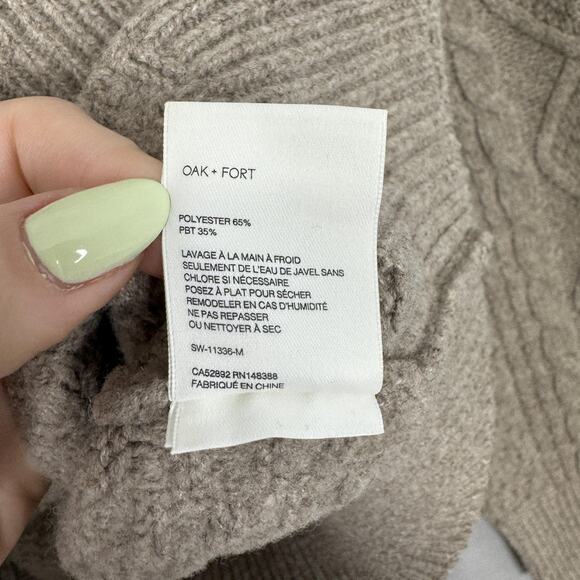 Oak + Fort Cable Knit Crewneck Sweater Mens Large Tan Pullover Neutral Oversized - Picture 12 of 12